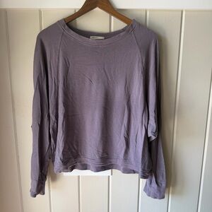 LA Relaxed Women's Lavender Long Sleeve Tee, Size Large